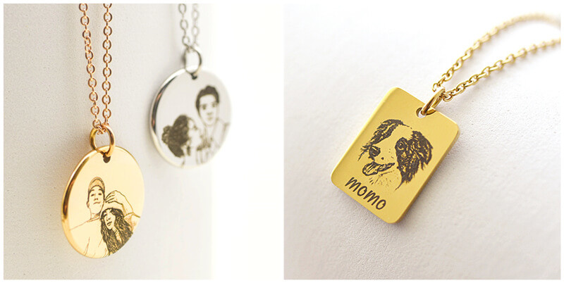 wholesale personalized photo etched charms jewelry bulk custom photo heart necklaces with pictures engraved